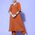 Rust Shirt Collar Elbow Sleeves A-Line Kurta with Trousers