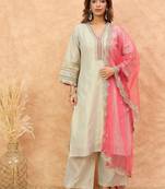 Women Solid Kurta with Trousers & Dupatta