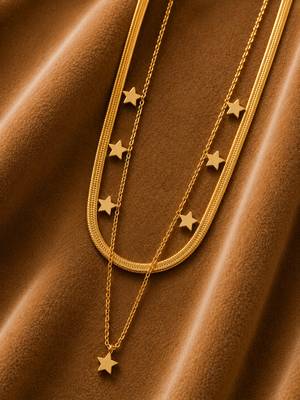 18k gold plated layered star charm necklace 2