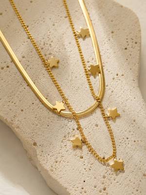 18k gold plated layered star charm necklace 3
