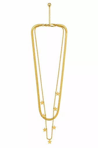 18k gold plated layered star charm necklace