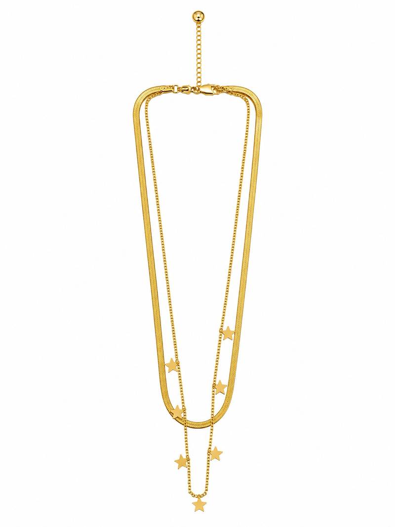 18k gold plated layered star charm necklace