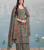 Women Floral Printed Regular Kurta with Trousers & With Dupatta