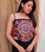 Multicolor rayon square neck embroidered blouse | navratri garba & dandiya outfit