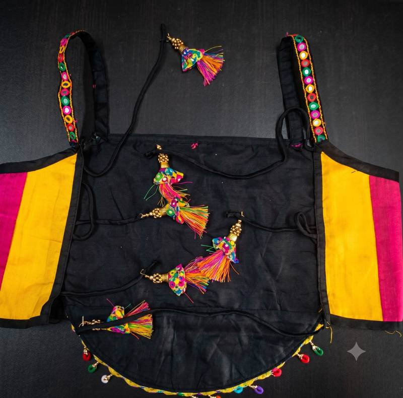 Multicolor rayon square neck embroidered blouse | navratri garba & dandiya outfit