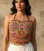 Multicolor rayon square neck embroidered blouse | navratri garba & dandiya outfit