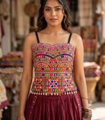 Multicolor rayon square neck embroidered blouse | navratri garba & dandiya outfit
