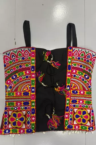 Multicolor rayon square neck embroidered blouse | navratri garba & dandiya outfit