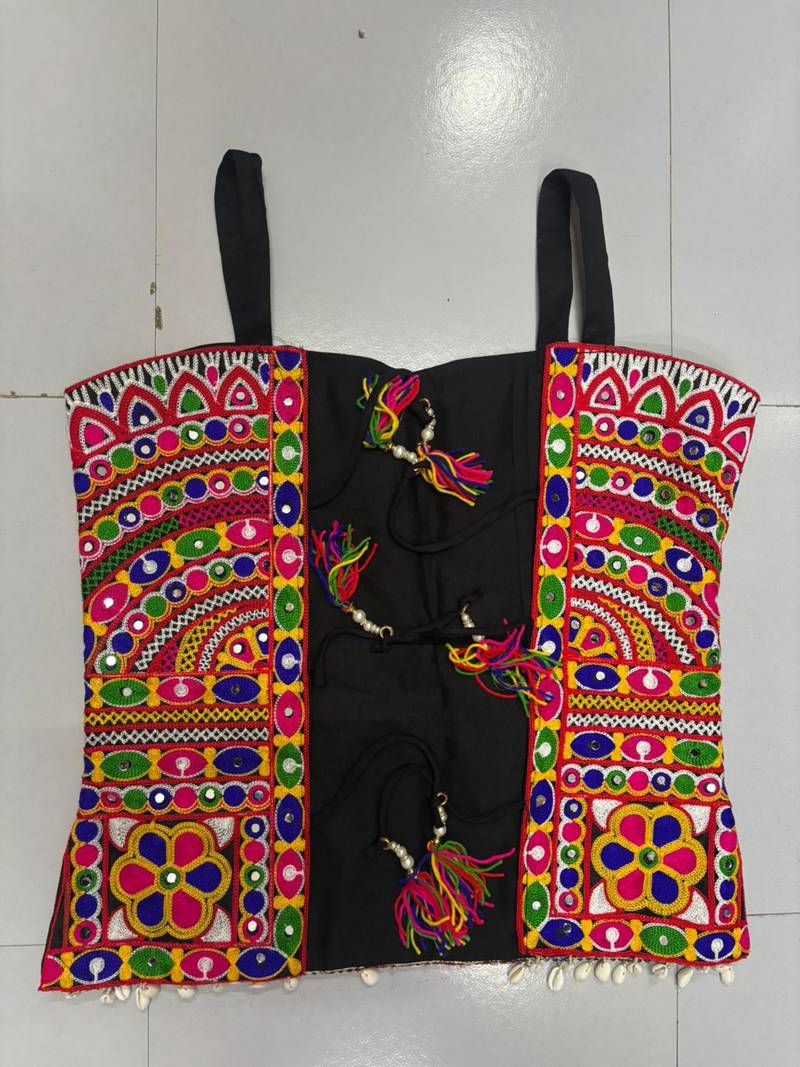 Multicolor rayon square neck embroidered blouse | navratri garba & dandiya outfit