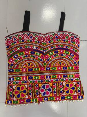 Multicolor rayon square neck embroidered blouse | navratri garba & dandiya outfit 3