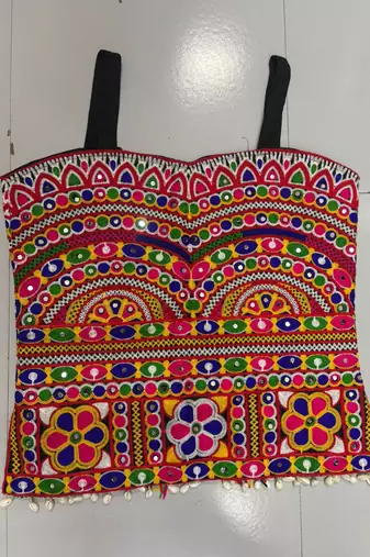 Multicolor rayon square neck embroidered blouse | navratri garba & dandiya outfit
