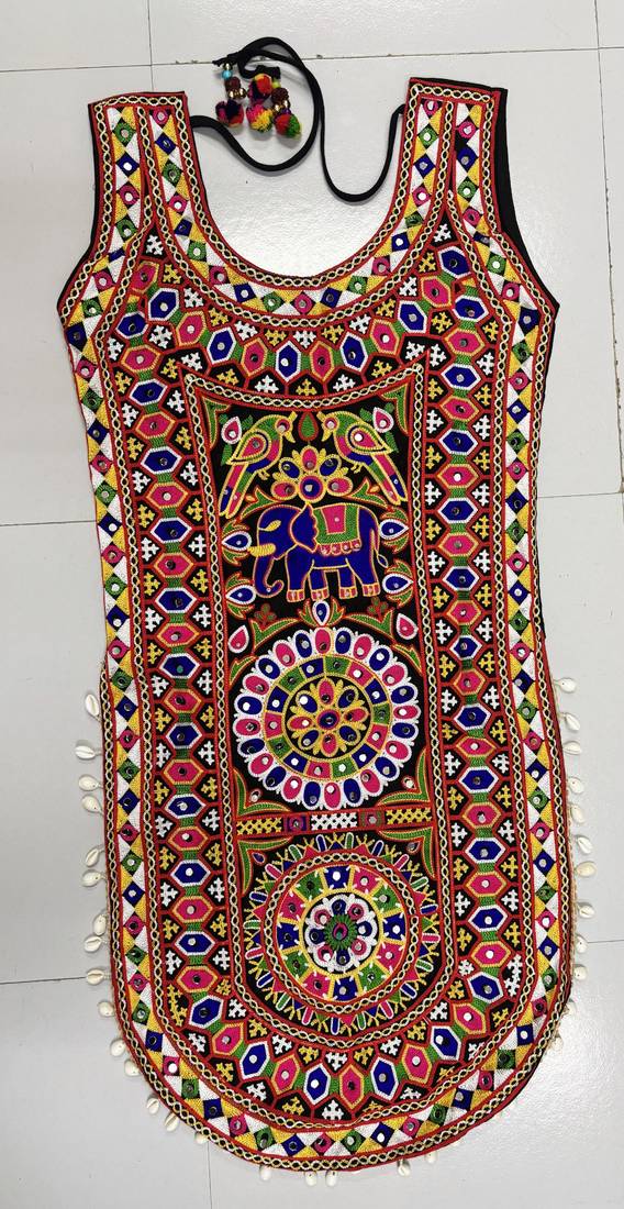 Multicolor rayon u neck embroidered blouse | navratri garba & dandiya outfit