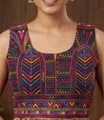 Multicolor rayon round neck embroidered blouse | navratri garba & dandiya outfit