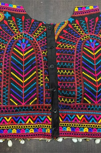 Multicolor rayon round neck embroidered blouse | navratri garba & dandiya outfit