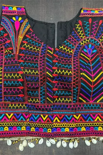 Multicolor rayon round neck embroidered blouse | navratri garba & dandiya outfit