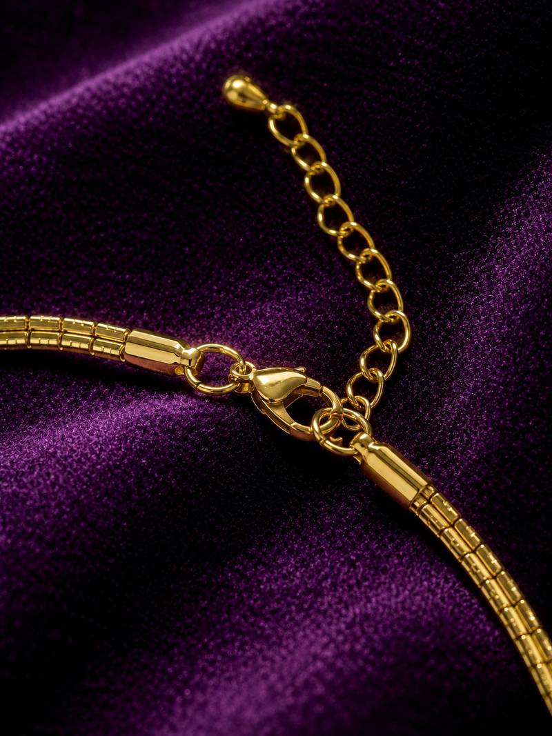 18k gold plated snake chain hasli necklace