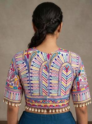 Multicolor rayon round neck embroidered blouse | navratri garba & dandiya outfit 2