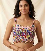 Multicolor rayon square neck embroidered blouse | navratri garba & dandiya outfit