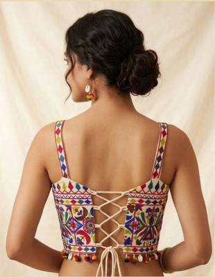 Multicolor rayon square neck embroidered blouse | navratri garba & dandiya outfit 2