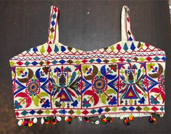 Multicolor rayon square neck embroidered blouse | navratri garba & dandiya outfit 3