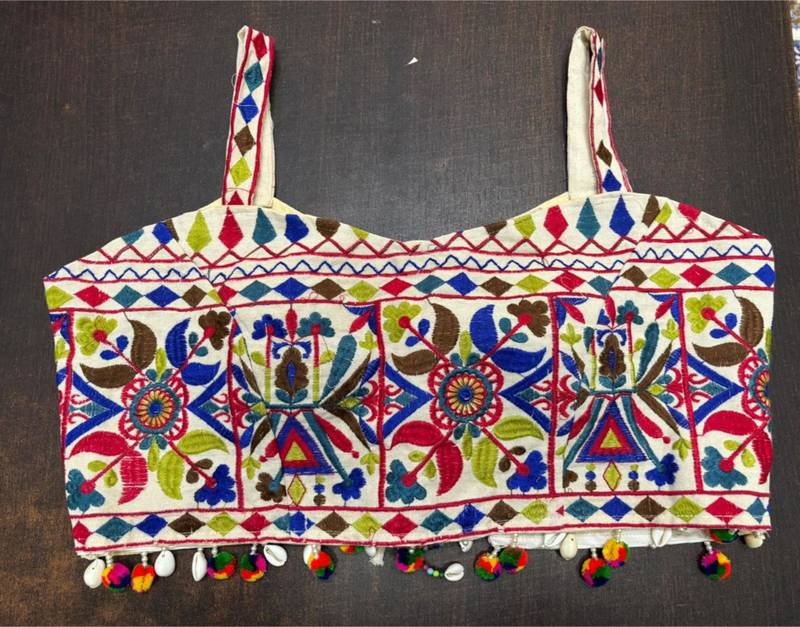 Multicolor rayon square neck embroidered blouse | navratri garba & dandiya outfit
