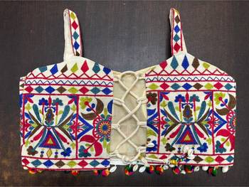 Multicolor rayon square neck embroidered blouse | navratri garba & dandiya outfit 4