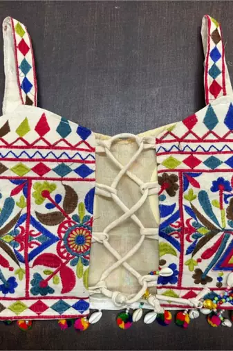 Multicolor rayon square neck embroidered blouse | navratri garba & dandiya outfit