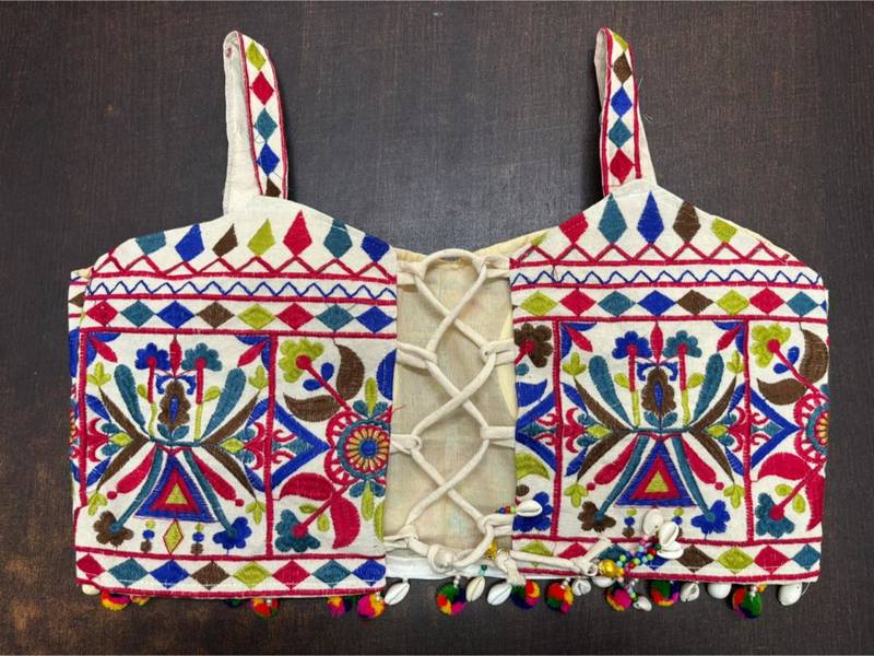 Multicolor rayon square neck embroidered blouse | navratri garba & dandiya outfit