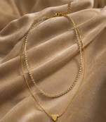 18k gold plated double layer ad heart necklace