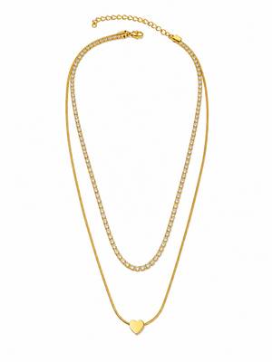 18k gold plated double layer ad heart necklace 3