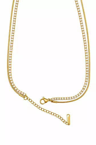 18k gold plated double layer ad heart necklace