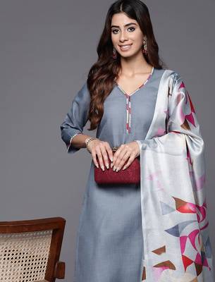 Thread work Kurta with Trouser and Printed Dupatta 2