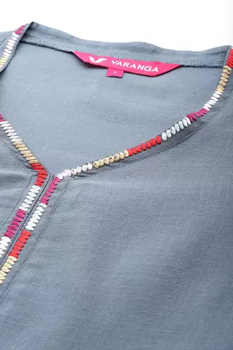 Thread work Kurta with Trouser and Printed Dupatta