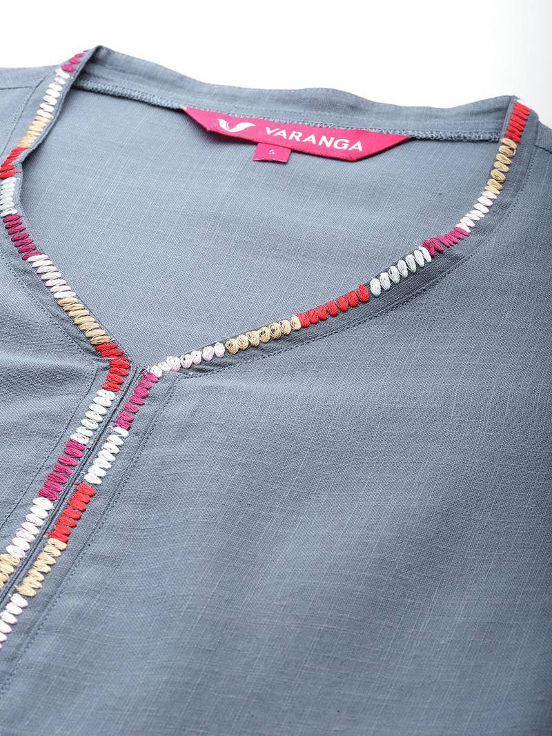 Thread work Kurta with Trouser and Printed Dupatta