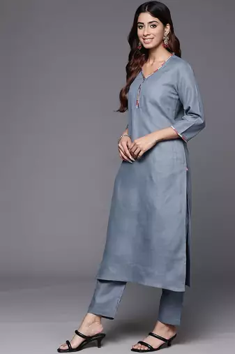 Thread work Kurta with Trouser and Printed Dupatta
