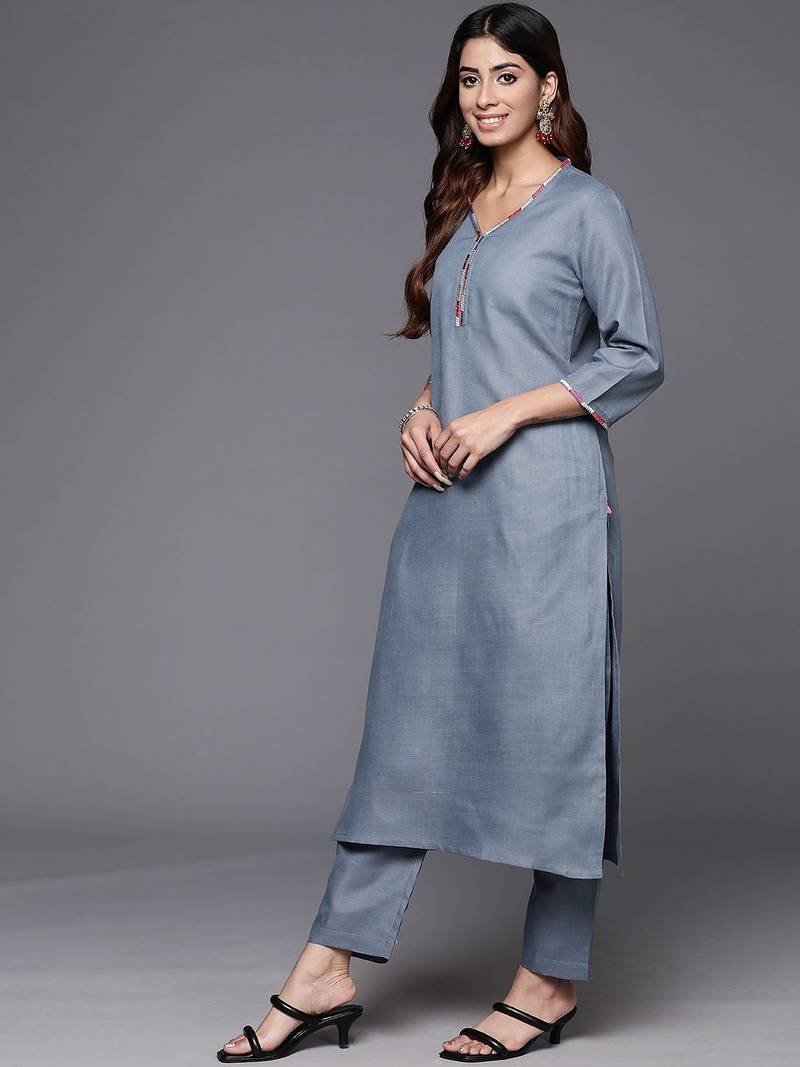 Thread work Kurta with Trouser and Printed Dupatta