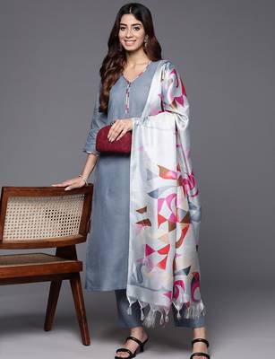 Thread work Kurta with Trouser and Printed Dupatta 8