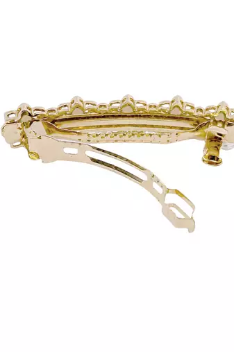 Brilliant flower design brown kundan antique gold plated hair clip for women and girls