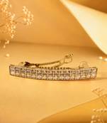 Glamorous square shape brown kundan antique gold plated hair clip for women and girls