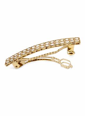 Glamorous square shape brown kundan antique gold plated hair clip for women and girls 2