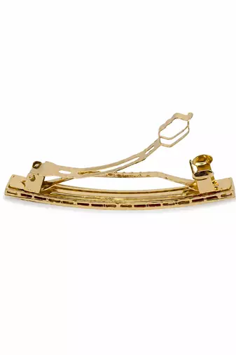 Glamorous square shape brown kundan antique gold plated hair clip for women and girls