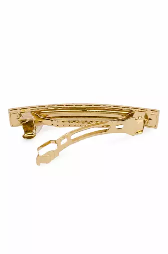 Glamorous square shape brown kundan antique gold plated hair clip for women and girls