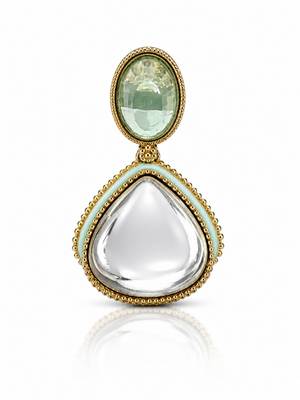 gold plated pachi kundan green enamel dangler earrings 4