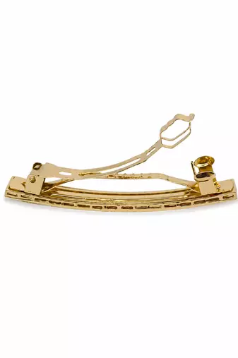 Glimmery square shape red kundan antique gold plated hair clip for women and girls