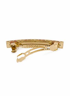 Glimmery square shape red kundan antique gold plated hair clip for women and girls 5
