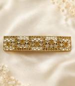 Glorious round and square shape brown kundan antique gold plated hair clip for women and girls