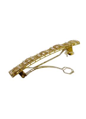 Glorious round and square shape brown kundan antique gold plated hair clip for women and girls 3