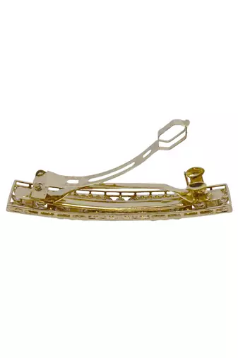 Glorious round and square shape brown kundan antique gold plated hair clip for women and girls