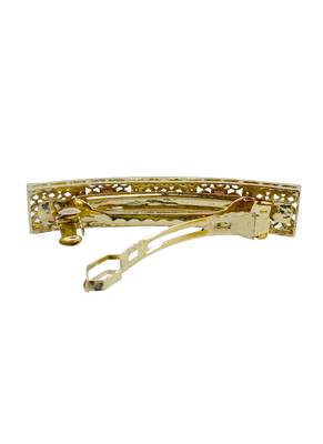 Glorious round and square shape brown kundan antique gold plated hair clip for women and girls 5