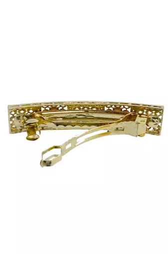 Glorious round and square shape brown kundan antique gold plated hair clip for women and girls